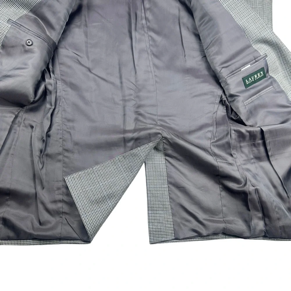 Lauren Ralph Lauren Men 44 L Windowpane Glen Plaid Blazer Jacket Silk Wool Blend